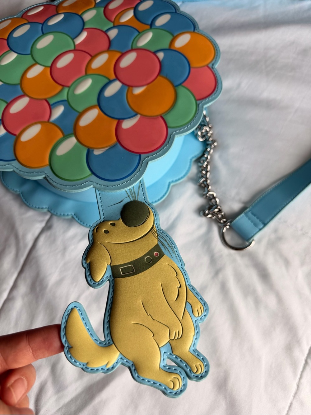 Loungefly Balloon Cluster Crossbody with Yellow Dog Charm from Disney movie Up